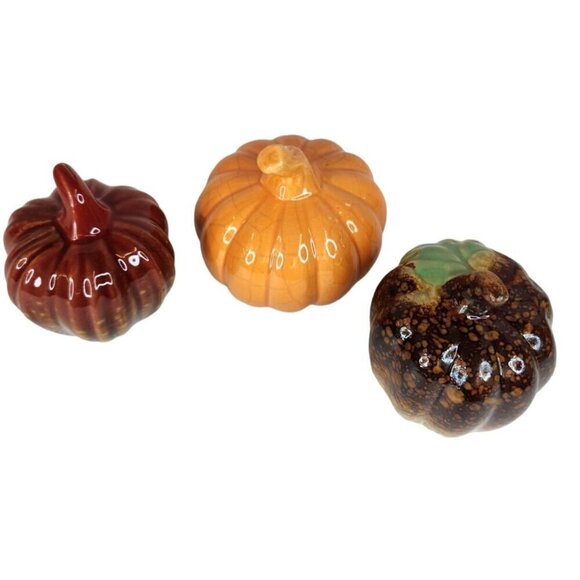 Fall Thanksgiving Table Centerpiece Set Of 3 Ceramic Decorative Pumpkins - Multi - Picture 4 of 7